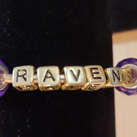 Hand Crafted NFL Ravens Cuff Bracelet Gold Purple Baltimore Football Jewelry - Picture 5 of 8
